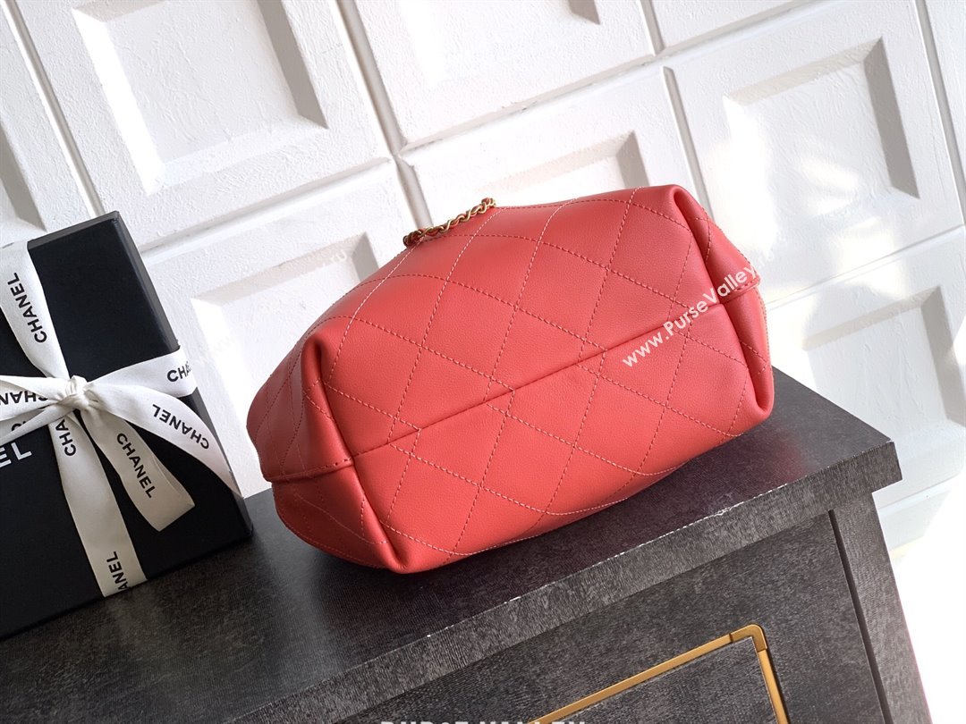 Chanel Calfskin Leather Hobo Handbag Coral Pink 2025 AS5976 (yezi-251127096)