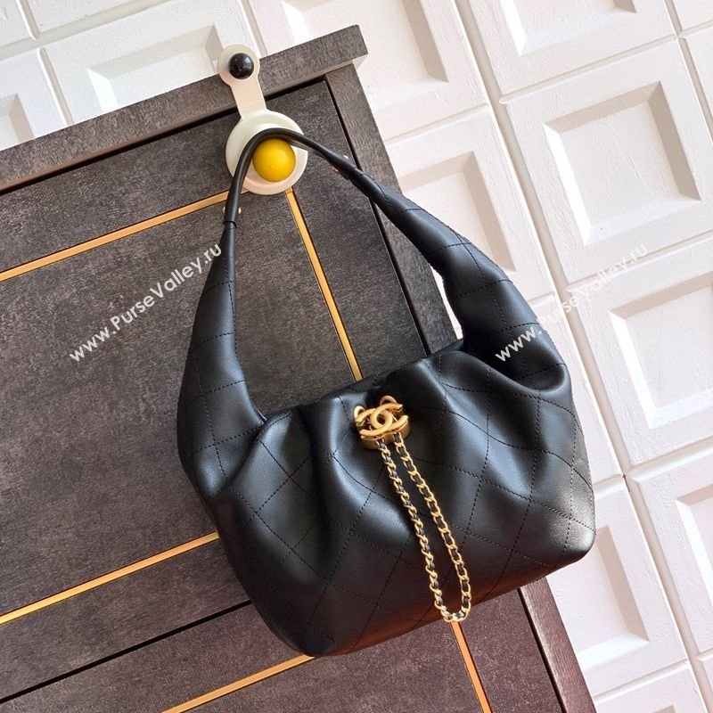 Chanel Calfskin Leather Hobo Handbag Black 2025 AS5976 (yezi-251127094)