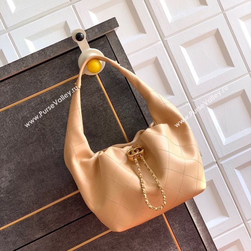 Chanel Calfskin Leather Hobo Handbag Khaki 2025 AS5976 (yezi-251127097)