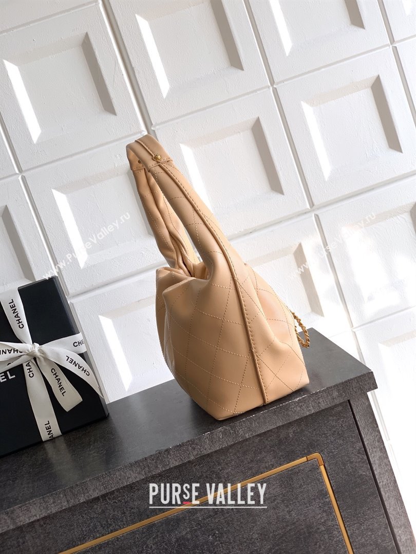 Chanel Calfskin Leather Hobo Handbag Khaki 2025 AS5976 (yezi-251127097)