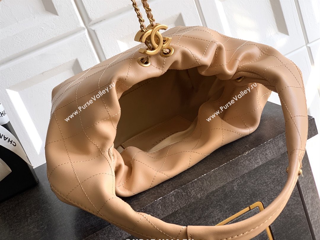 Chanel Calfskin Leather Hobo Handbag Khaki 2025 AS5976 (yezi-251127097)