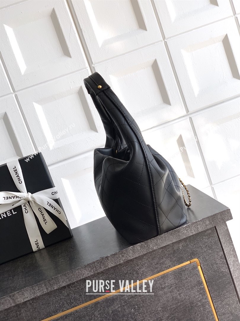 Chanel Calfskin Leather Hobo Handbag Black 2025 AS5976 (yezi-251127094)