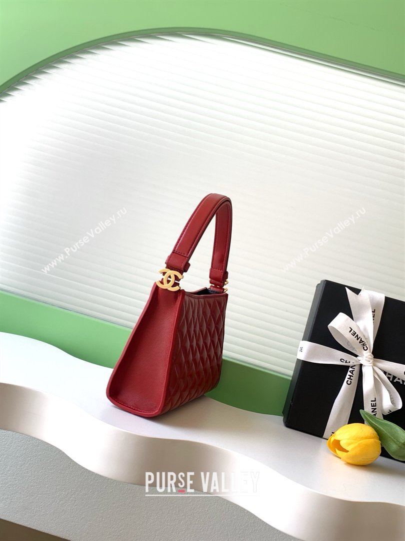 Chanel Lambskin Leather Hobo Bag Red 2026 AS6045 (yezi-260204021)