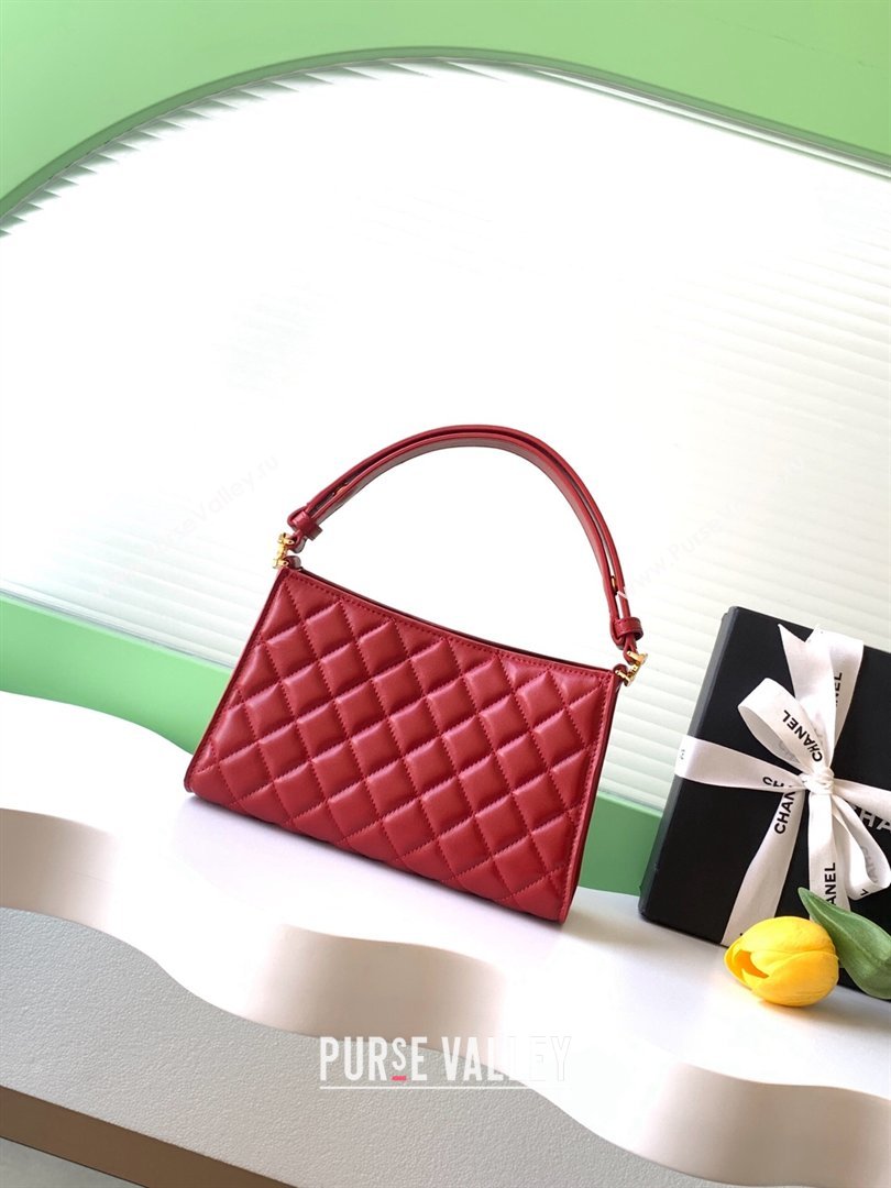 Chanel Lambskin Leather Hobo Bag Red 2026 AS6045 (yezi-260204021)