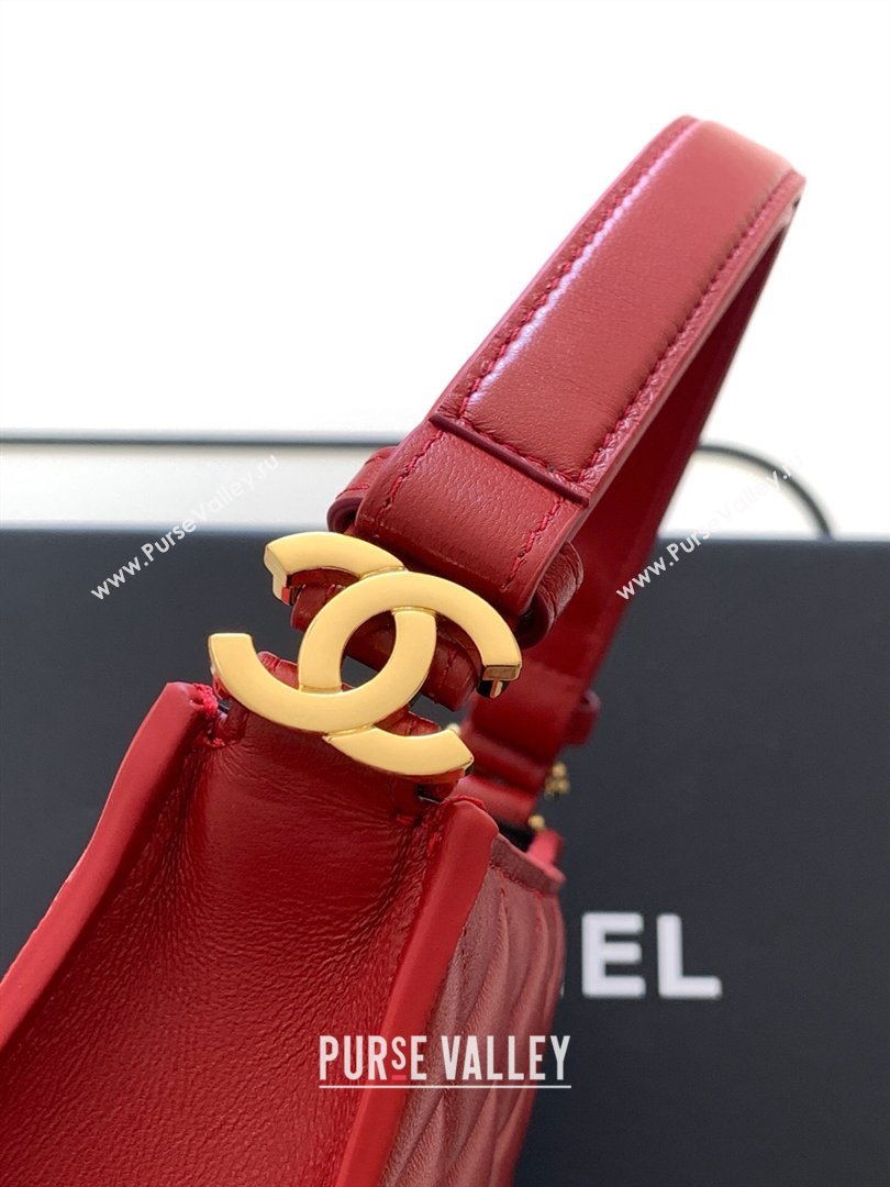 Chanel Lambskin Leather Hobo Bag Red 2026 AS6045 (yezi-260204021)
