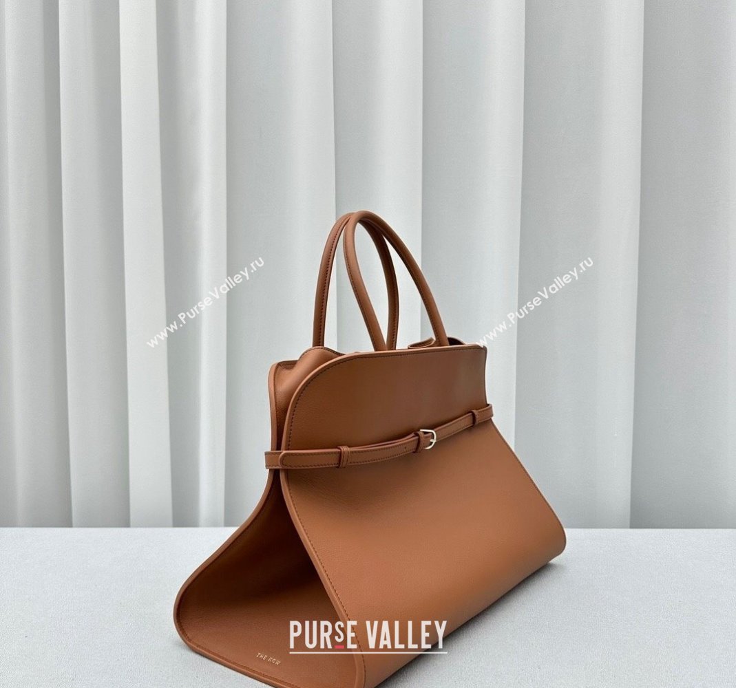 The Row Margaux Belt 15 Tote Bag in Leather Brown 2024 1844 (ningm-240221020)