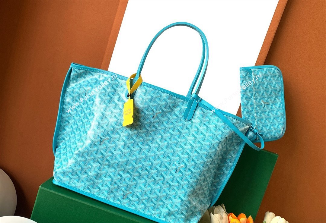 Goyard Anjou PM Seahorse Embroidery Tote Bag Turquoise Blue 2024 8017 (ZHANG-240221012)