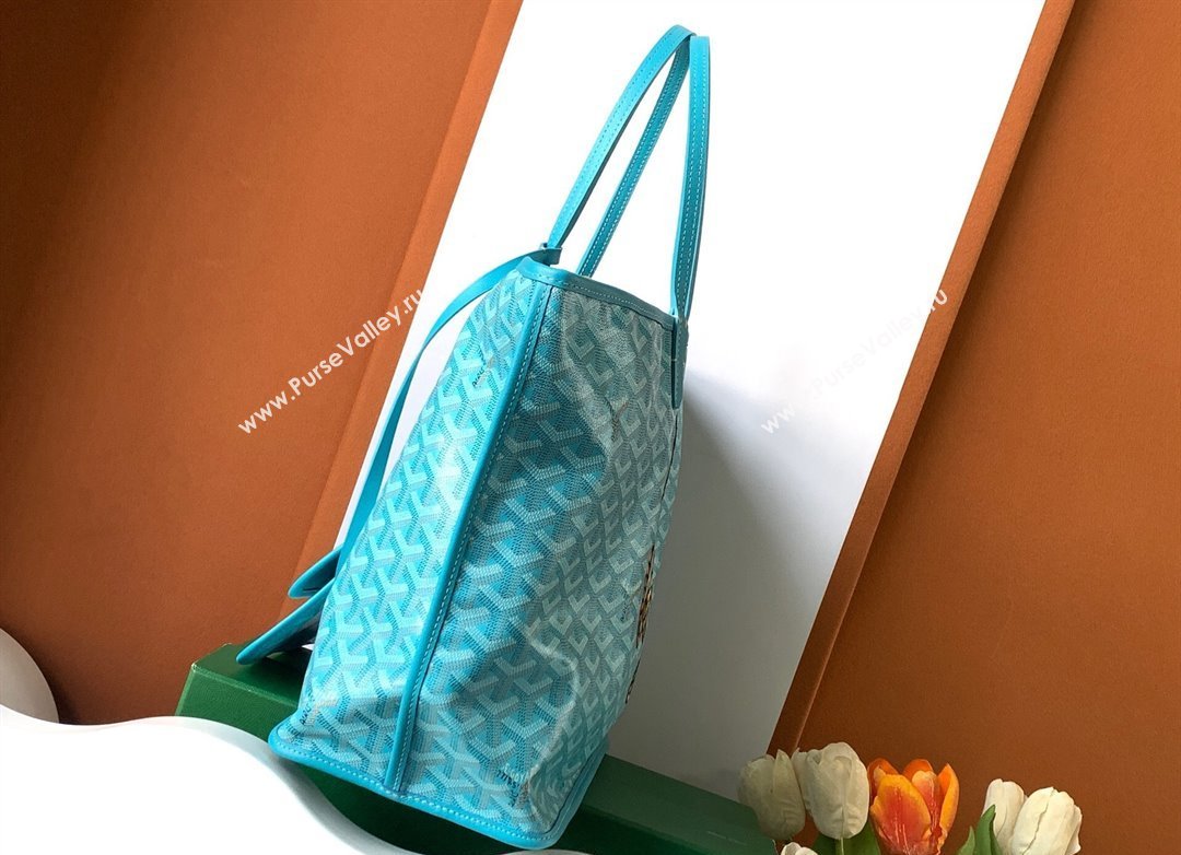 Goyard Anjou PM Seahorse Embroidery Tote Bag Turquoise Blue 2024 8017 (ZHANG-240221012)