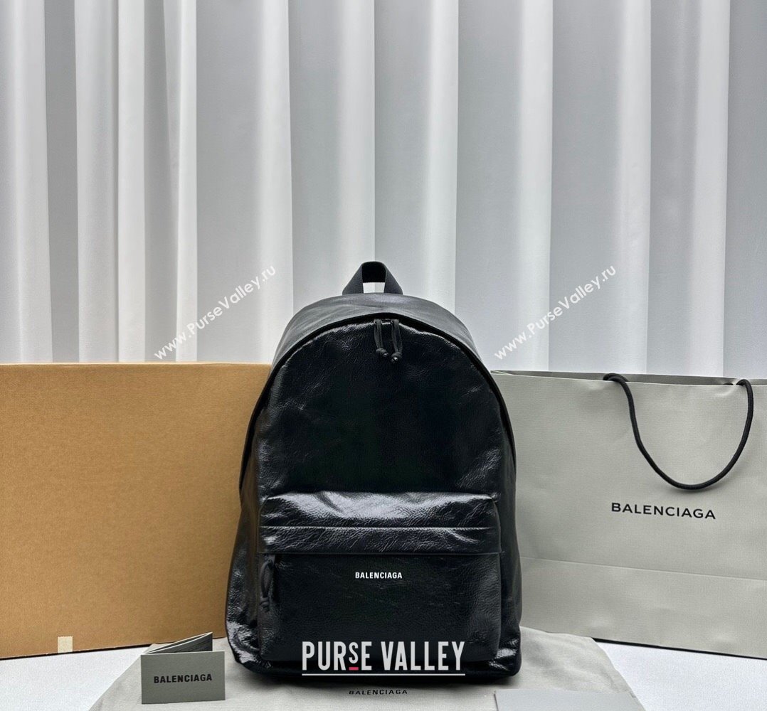 Balenciaga Explorer Backpack Bag in Black Arena Lambskin 2024 92191 (ningm-240221004)