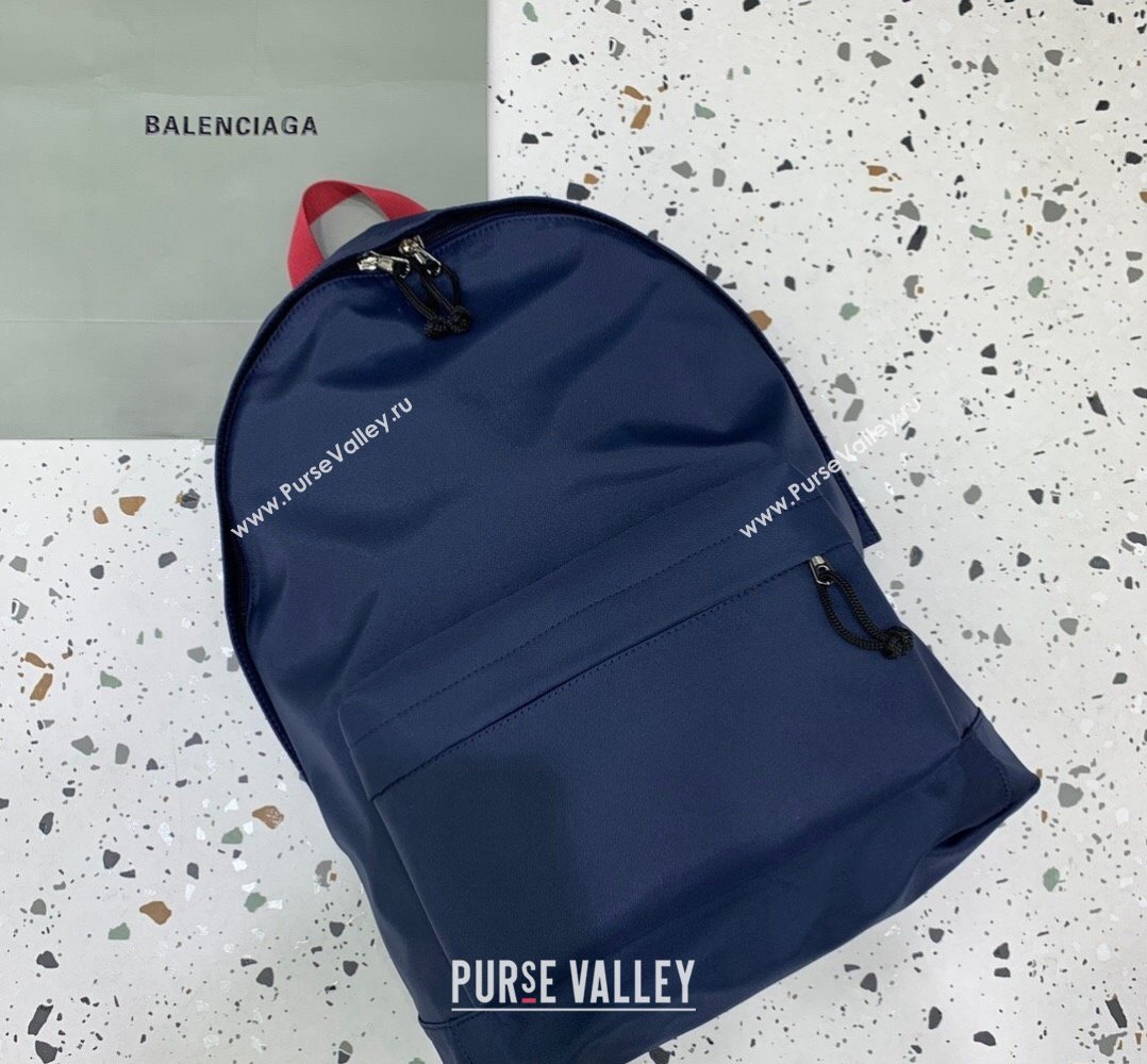 Balenciaga Explorer Fabric Backpack Bag with Signature Navy Blue 2024 (JM-240221007)