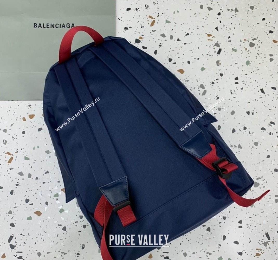 Balenciaga Explorer Fabric Backpack Bag with Signature Navy Blue 2024 (JM-240221007)