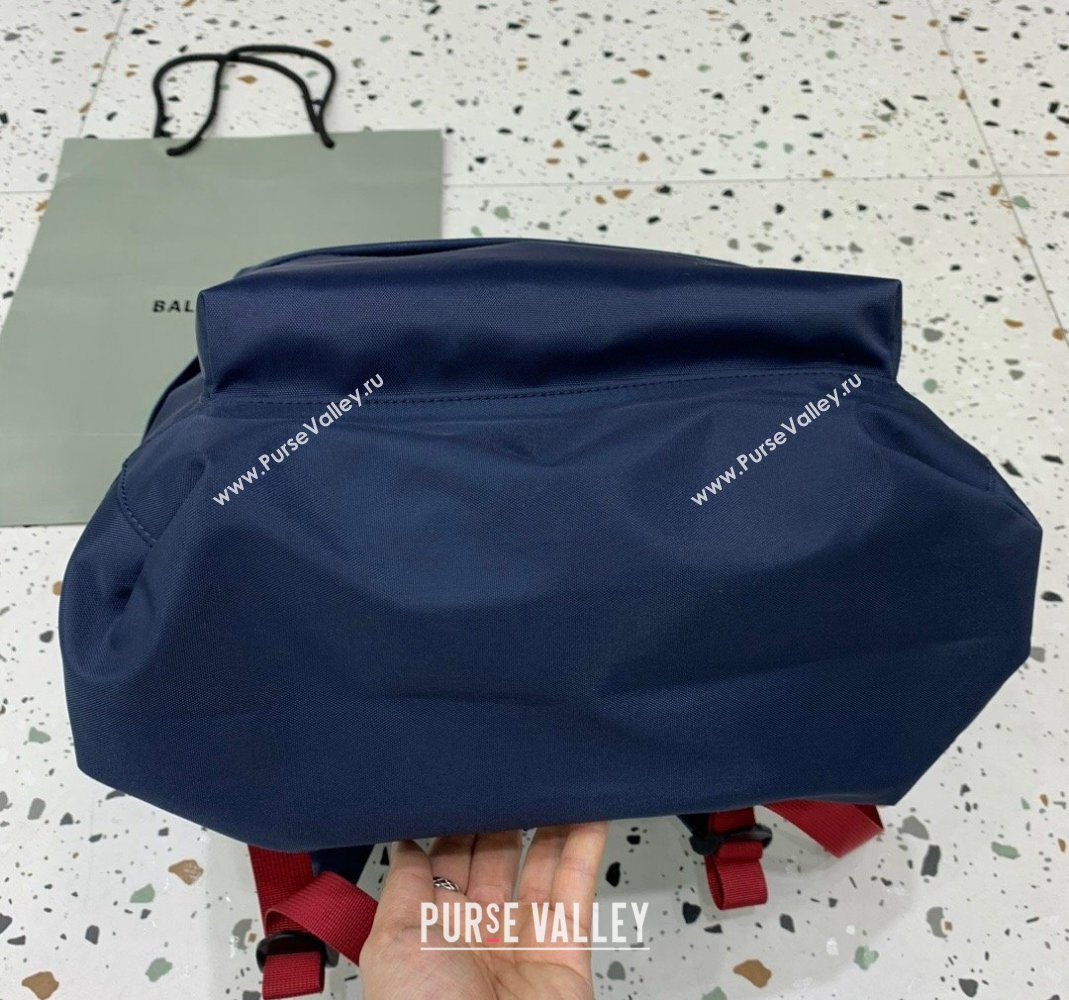 Balenciaga Explorer Fabric Backpack Bag with Signature Navy Blue 2024 (JM-240221007)