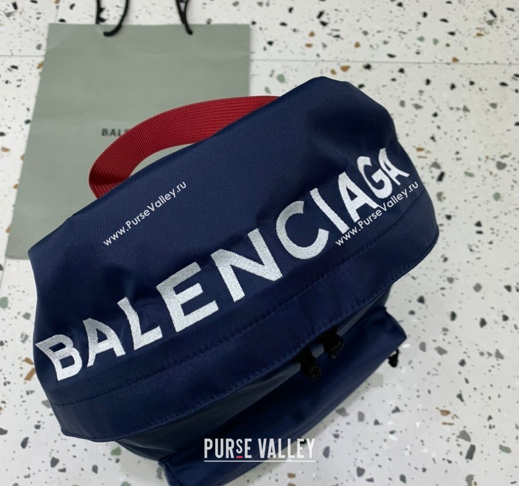 Balenciaga Explorer Fabric Backpack Bag with Signature Navy Blue 2024 (JM-240221007)