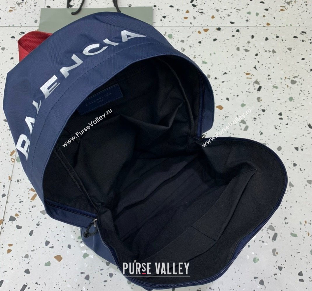 Balenciaga Explorer Fabric Backpack Bag with Signature Navy Blue 2024 (JM-240221007)