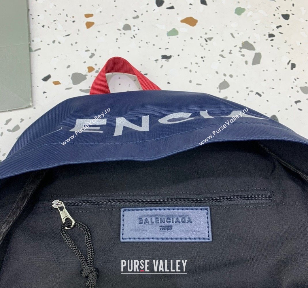 Balenciaga Explorer Fabric Backpack Bag with Signature Navy Blue 2024 (JM-240221007)