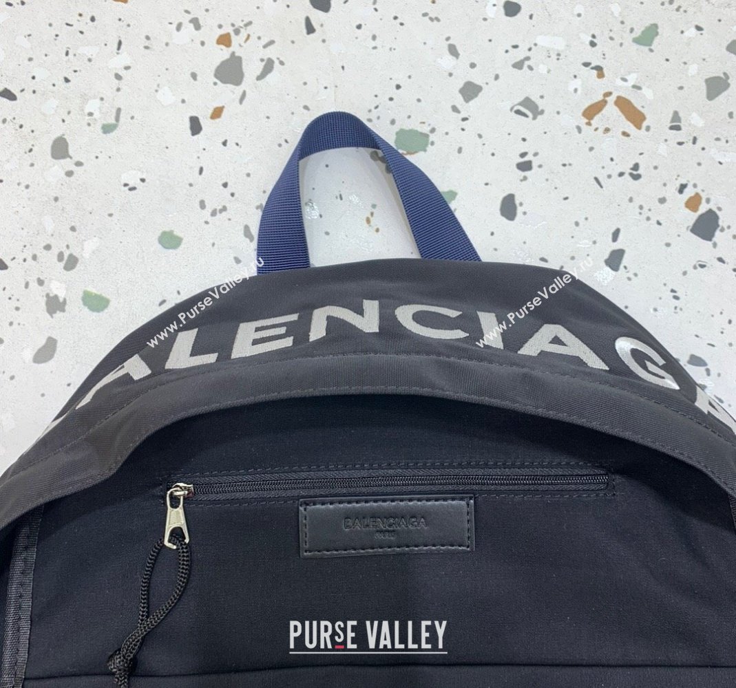 Balenciaga Explorer Fabric Backpack Bag with Signature Black/Blue 2024 (JM-240221010)