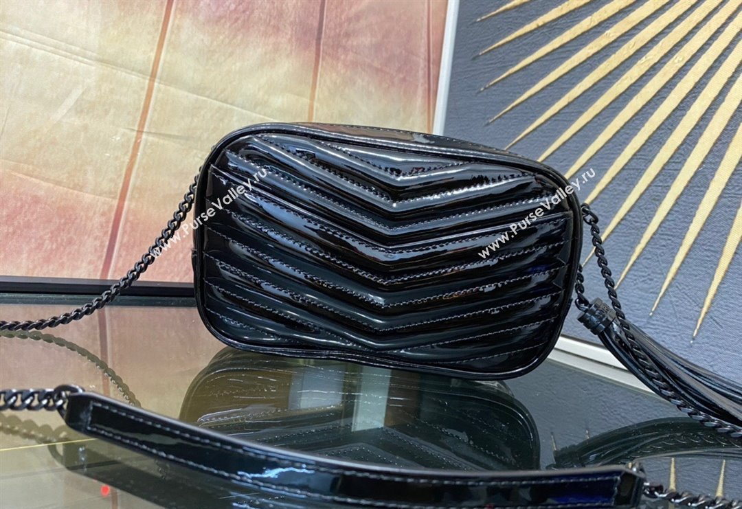 Saint Laurent Lou Mini Bag in Patent Leather with Tassel 612579 Black 2023 (YY-240221054)