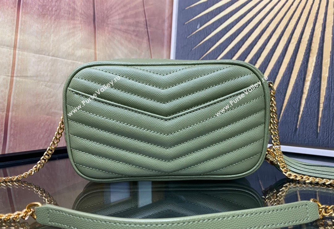 Saint Laurent Lou Mini Bag in Grained Leather with Tassel 612579 Light Green 2023 (YY-240221055)