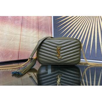 Saint Laurent Lou Mini Bag in Grained Leather with Tassel 612579 Green 2 2023 (YY-240221056)