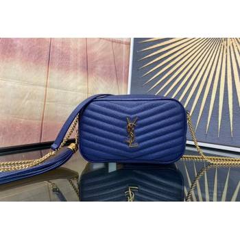 Saint Laurent Lou Mini Bag in Grained Leather with Tassel 612579 Blue 2023 (YY-240221057)