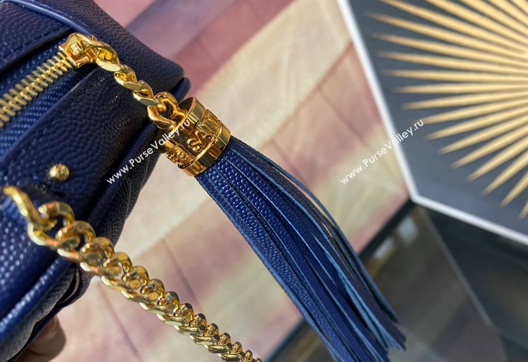 Saint Laurent Lou Mini Bag in Grained Leather with Tassel 612579 Blue 2023 (YY-240221057)