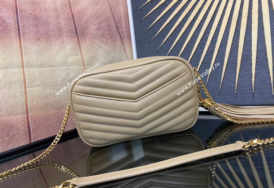 Saint Laurent Lou Mini Bag in Grained Leather with Tassel 612579 Beige 2023 (YY-240221058)