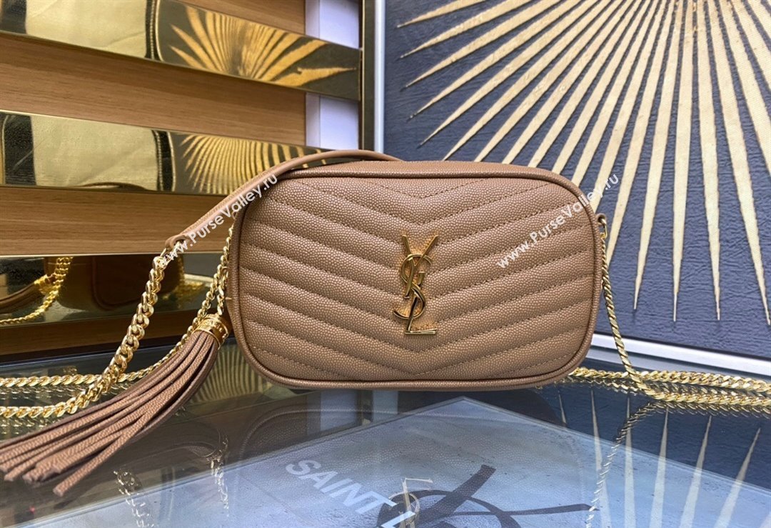 Saint Laurent Lou Mini Bag in Grained Leather with Tassel 612579 Brown 2023 (YY-240221059)