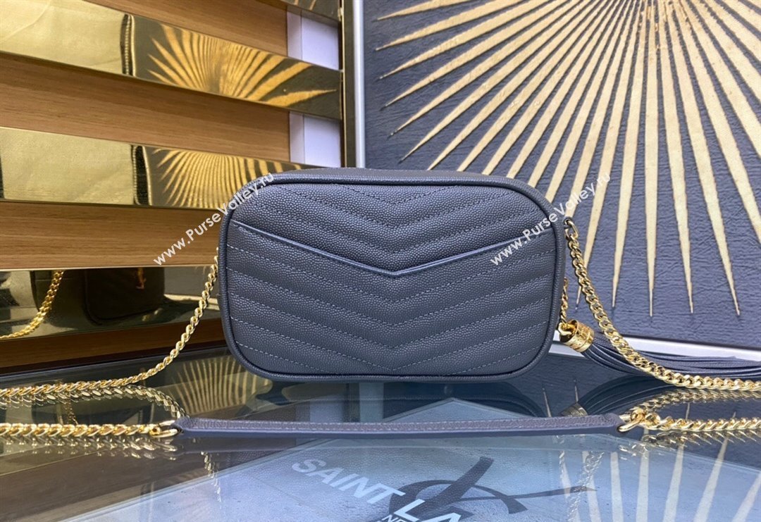 Saint Laurent Lou Mini Bag in Grained Leather with Tassel 612579 Grey 2023 (YY-240221060)