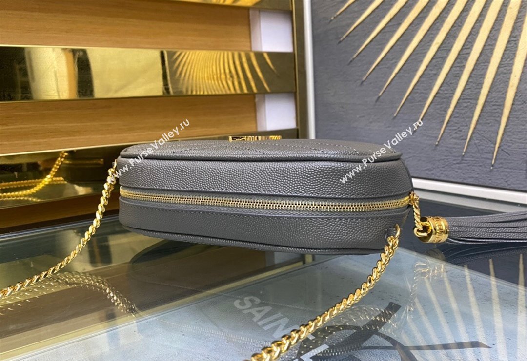 Saint Laurent Lou Mini Bag in Grained Leather with Tassel 612579 Grey 2023 (YY-240221060)