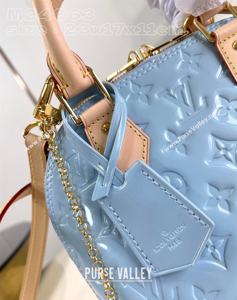 Louis Vuitton Alma BB Bag in Monogram Vernis Leather M24063 Light Blue 2024 New LV Remix (KI-240221065)