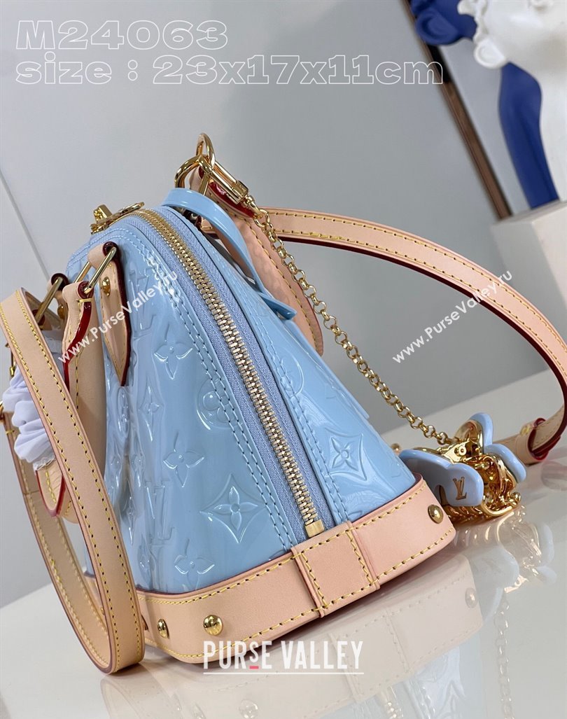 Louis Vuitton Alma BB Bag in Monogram Vernis Leather M24063 Light Blue 2024 New LV Remix (KI-240221065)