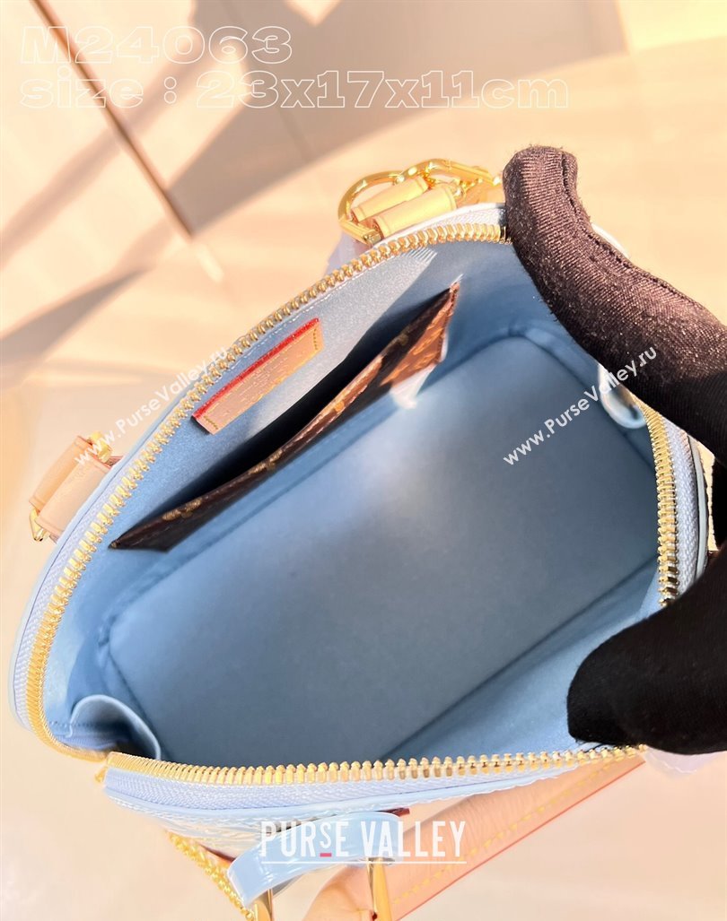 Louis Vuitton Alma BB Bag in Monogram Vernis Leather M24063 Light Blue 2024 New LV Remix (KI-240221065)