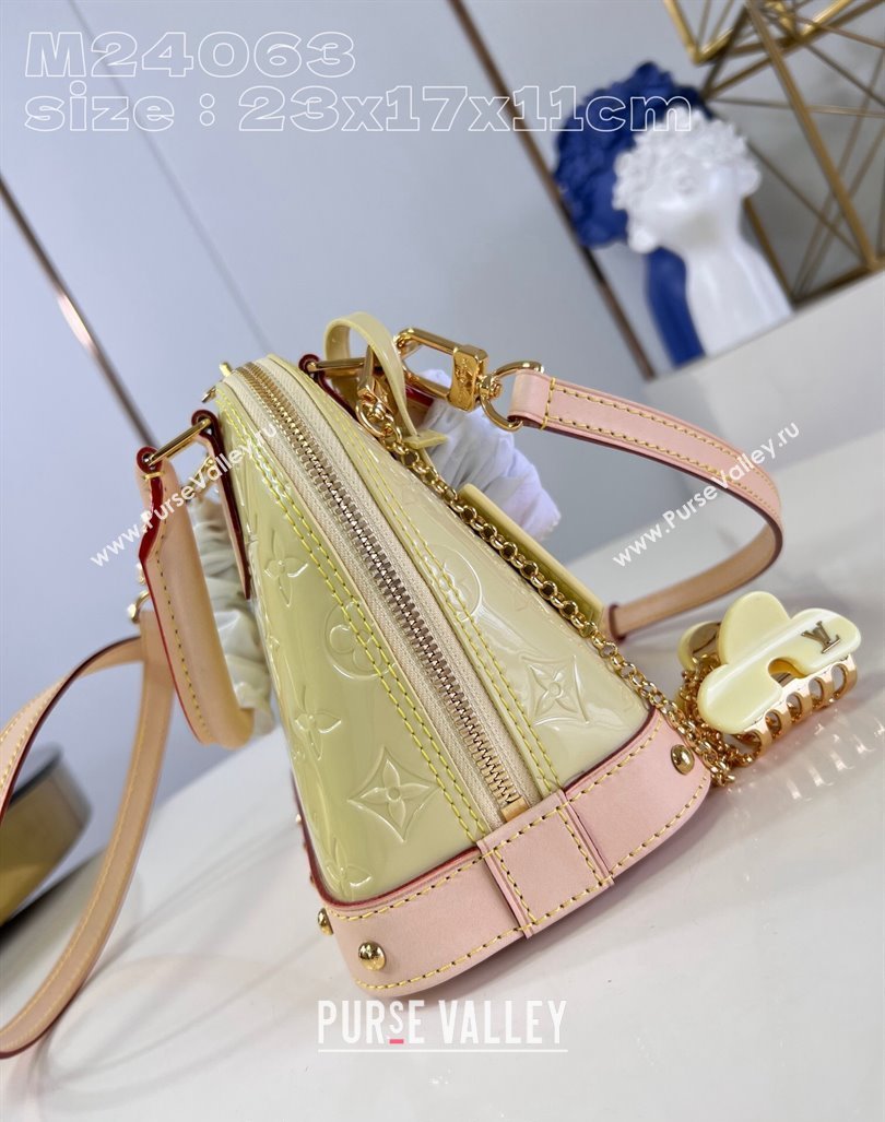 Louis Vuitton Alma BB Bag in Monogram Vernis Leather M24063 Chic Pink/Yellow 2024 New LV Remix (KI-240221066)