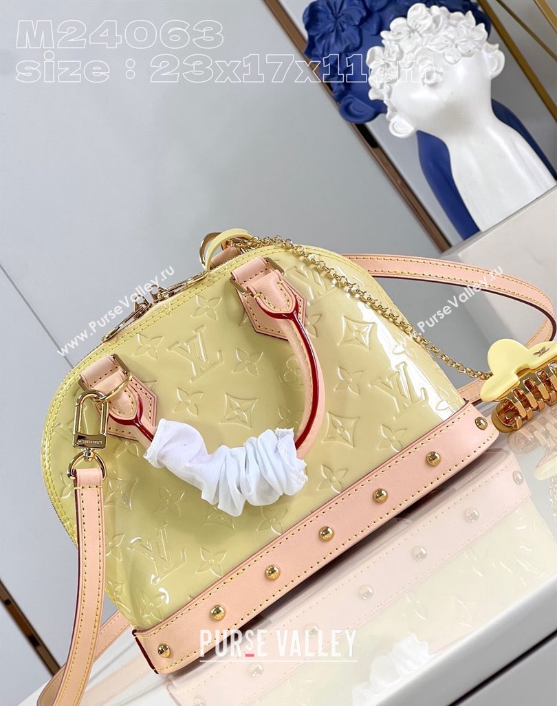 Louis Vuitton Alma BB Bag in Monogram Vernis Leather M24063 Chic Pink/Yellow 2024 New LV Remix (KI-240221066)