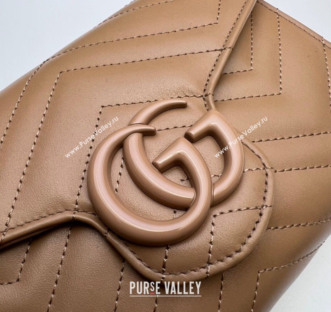 Gucci GG Marmont Chevron Leather Chain Mini Bag 474575 Rose Beige 2025 (DLH-250930091)