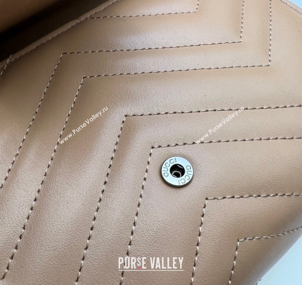 Gucci GG Marmont Chevron Leather Chain Mini Bag 474575 Rose Beige 2025 (DLH-250930091)