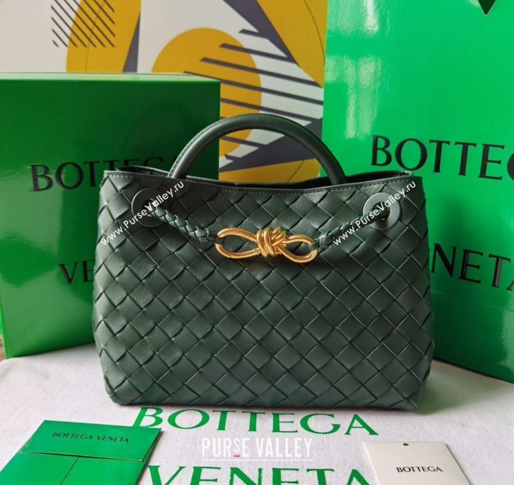 Bottega Veneta Small Andiamo Top Handle Bag in Intrecciato Leather Raintree Green 2025 743568 (WT-250205017)