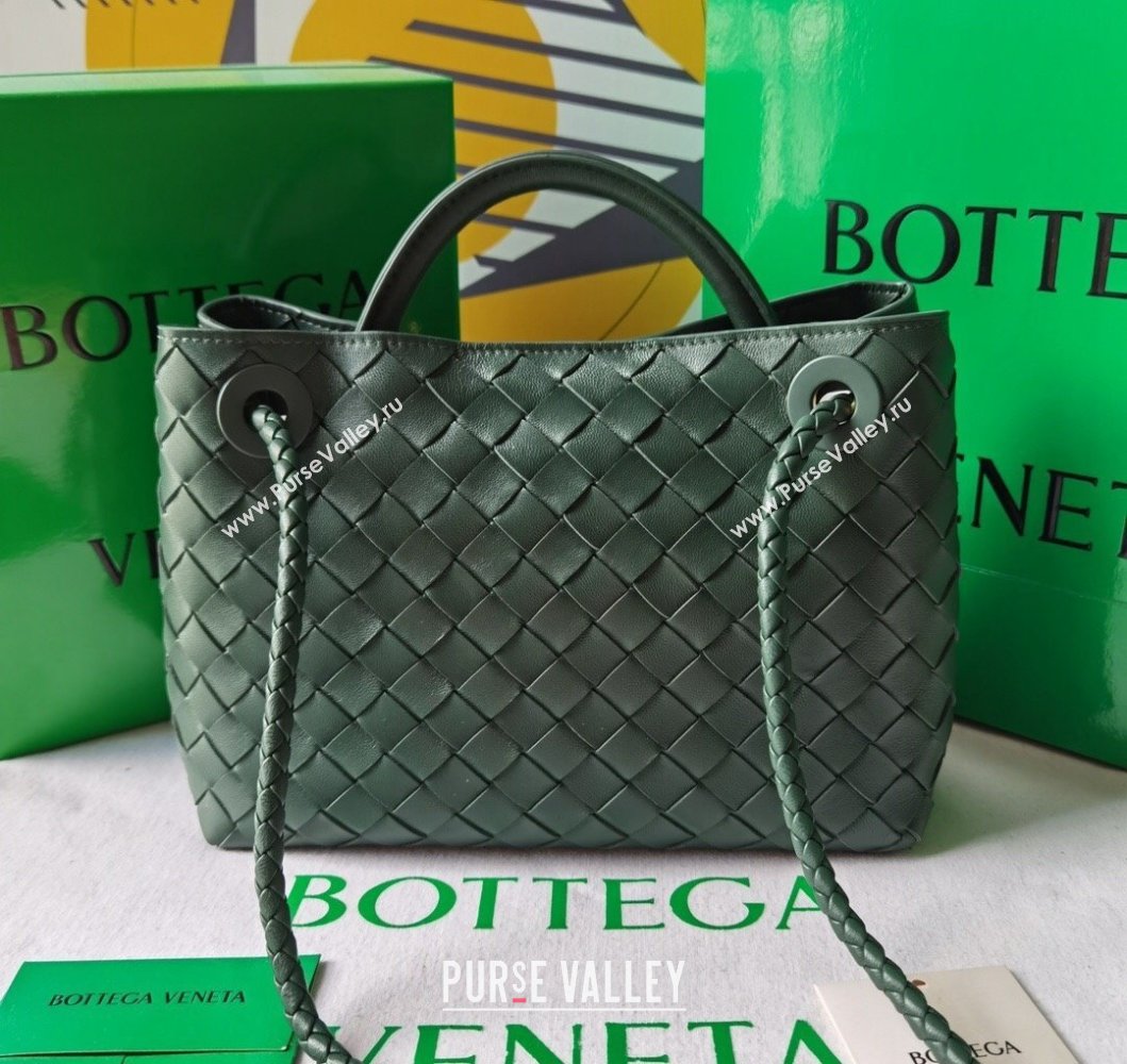 Bottega Veneta Small Andiamo Top Handle Bag in Intrecciato Leather Raintree Green 2025 743568 (WT-250205017)