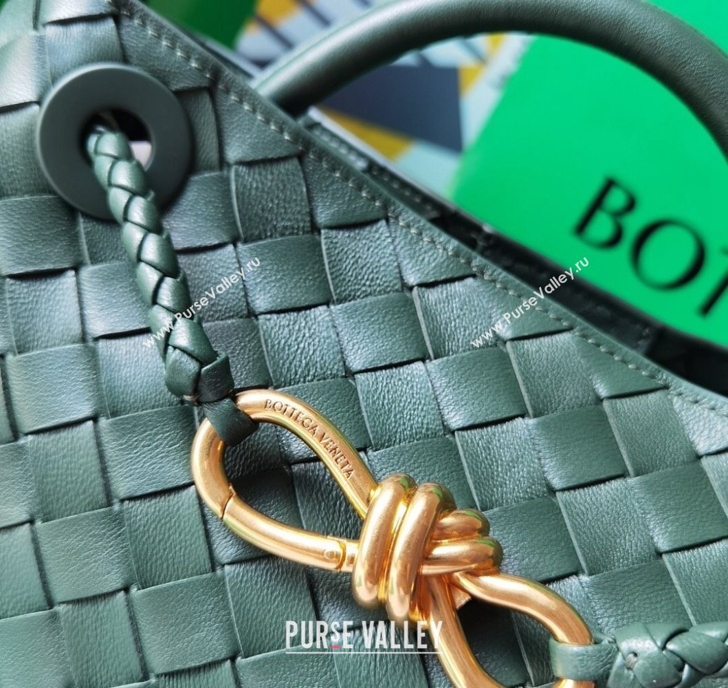 Bottega Veneta Small Andiamo Top Handle Bag in Intrecciato Leather Raintree Green 2025 743568 (WT-250205017)