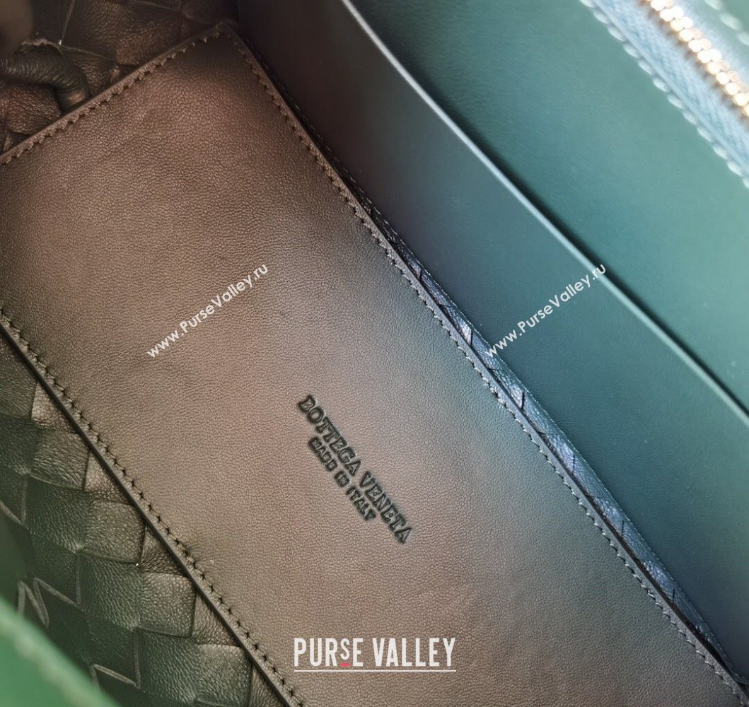Bottega Veneta Small Andiamo Top Handle Bag in Intrecciato Leather Raintree Green 2025 743568 (WT-250205017)