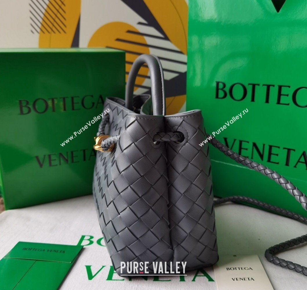 Bottega Veneta Small Andiamo Top Handle Bag in Intrecciato Leather Slate Grey 2025 743568 (WT-250205018)