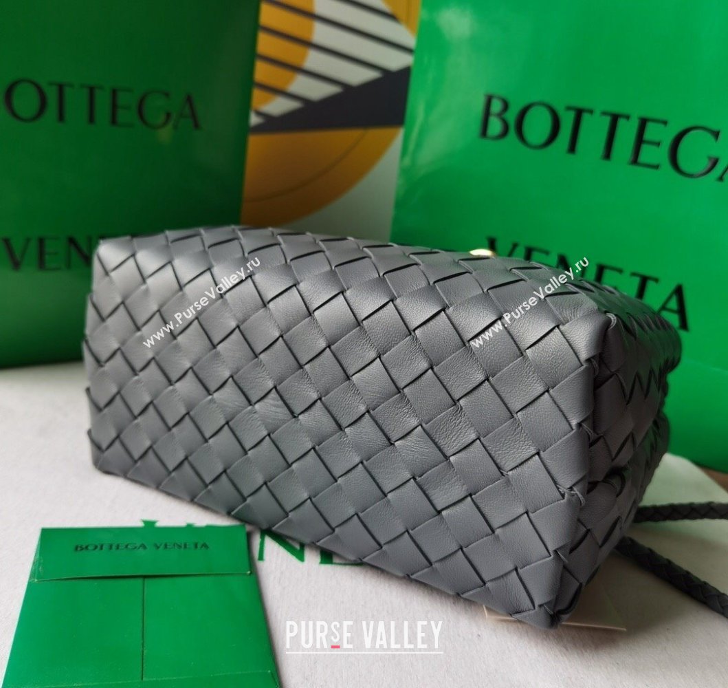Bottega Veneta Small Andiamo Top Handle Bag in Intrecciato Leather Slate Grey 2025 743568 (WT-250205018)