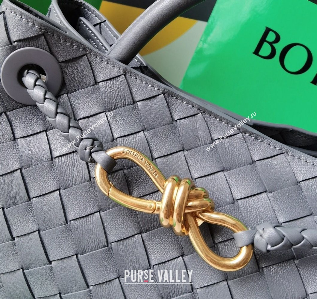 Bottega Veneta Small Andiamo Top Handle Bag in Intrecciato Leather Slate Grey 2025 743568 (WT-250205018)