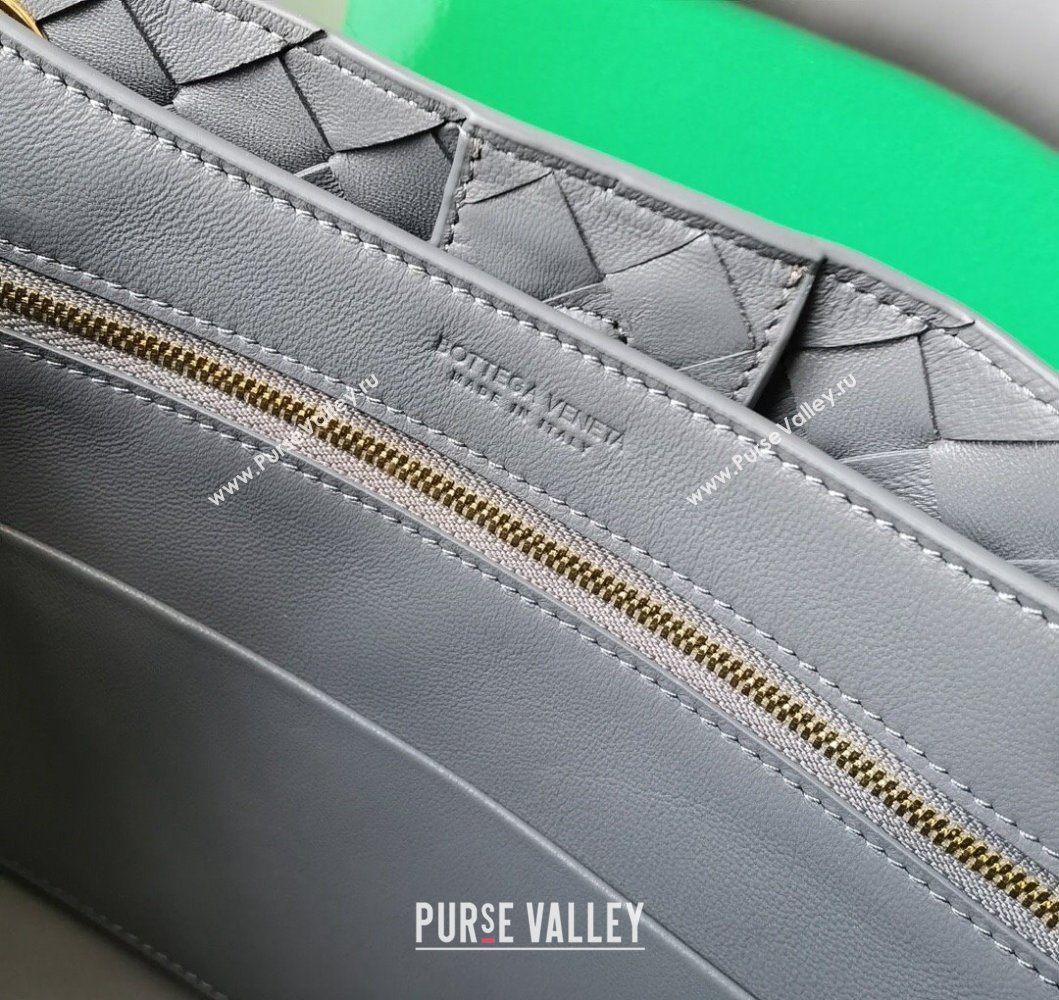 Bottega Veneta Small Andiamo Top Handle Bag in Intrecciato Leather Slate Grey 2025 743568 (WT-250205018)