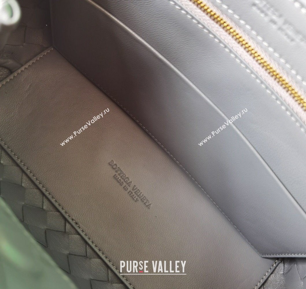 Bottega Veneta Small Andiamo Top Handle Bag in Intrecciato Leather Slate Grey 2025 743568 (WT-250205018)