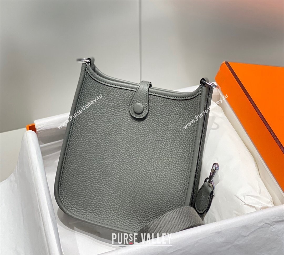 Hermes Evelyne Mini Bag 18cm in Togo Calfskin Cloud Grey 2025 0118 (FL-250118032)