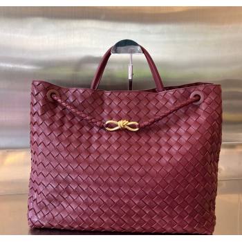 Bottega Veneta Large Andiamo Top Handle Bag in Intrecciato Leather 743575 Barolo Red 2025 (WT-250205027)