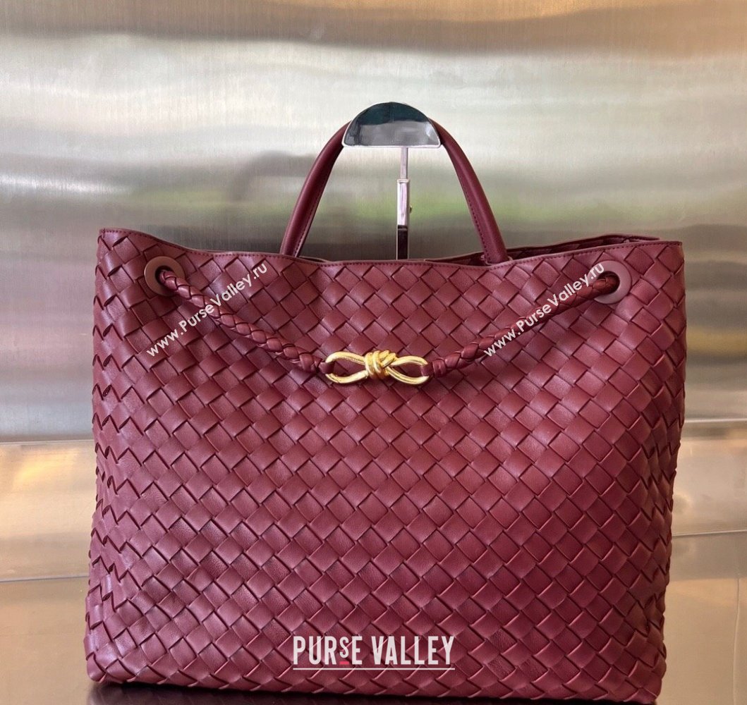 Bottega Veneta Large Andiamo Top Handle Bag in Intrecciato Leather 743575 Barolo Red 2025 (WT-250205027)