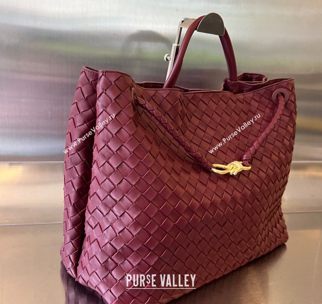 Bottega Veneta Large Andiamo Top Handle Bag in Intrecciato Leather 743575 Barolo Red 2025 (WT-250205027)