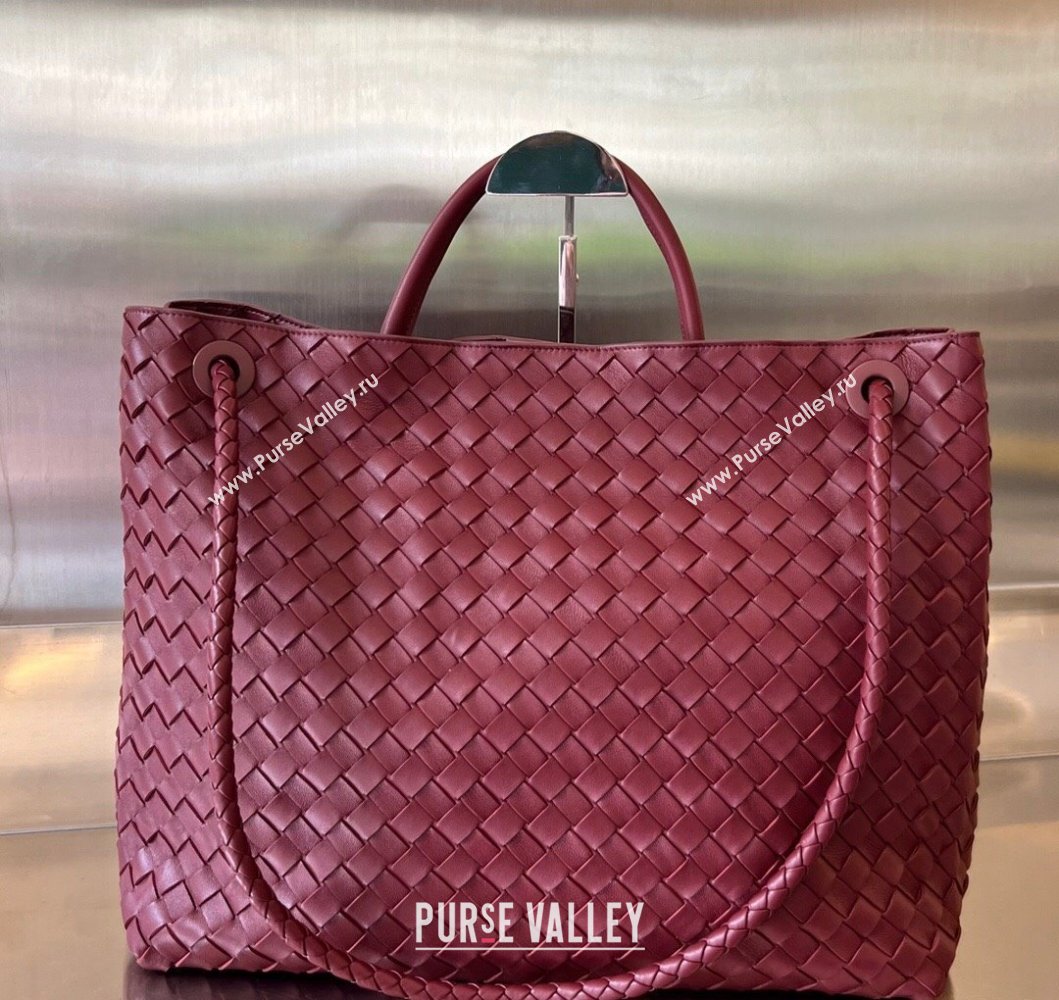 Bottega Veneta Large Andiamo Top Handle Bag in Intrecciato Leather 743575 Barolo Red 2025 (WT-250205027)